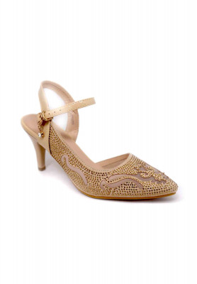 Golden stone net pencil heel