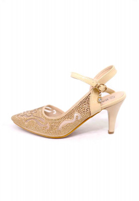 Golden stone net pencil heel