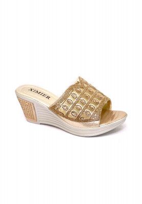Golden net stone party box heel