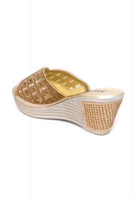Golden net stone party box heel