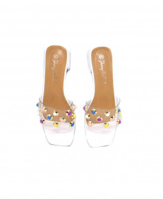 Multi color selo light stone party heel