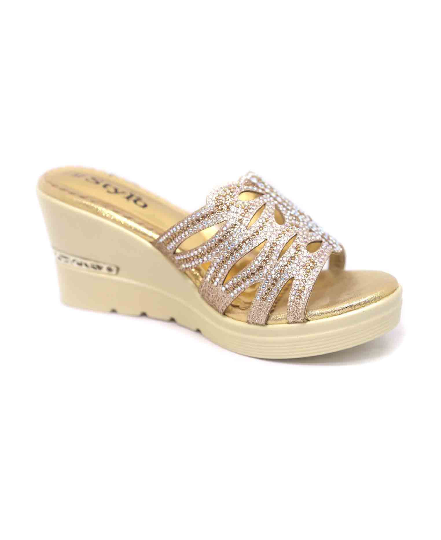 Golden punch stone party heel