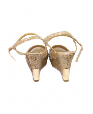 Golden-silver stone party box heel