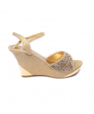 Golden-silver stone party box heel