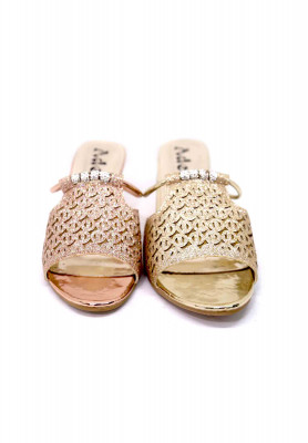 Artificial leather glassy punch box heel