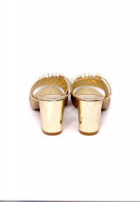 Artificial leather glassy punch box heel