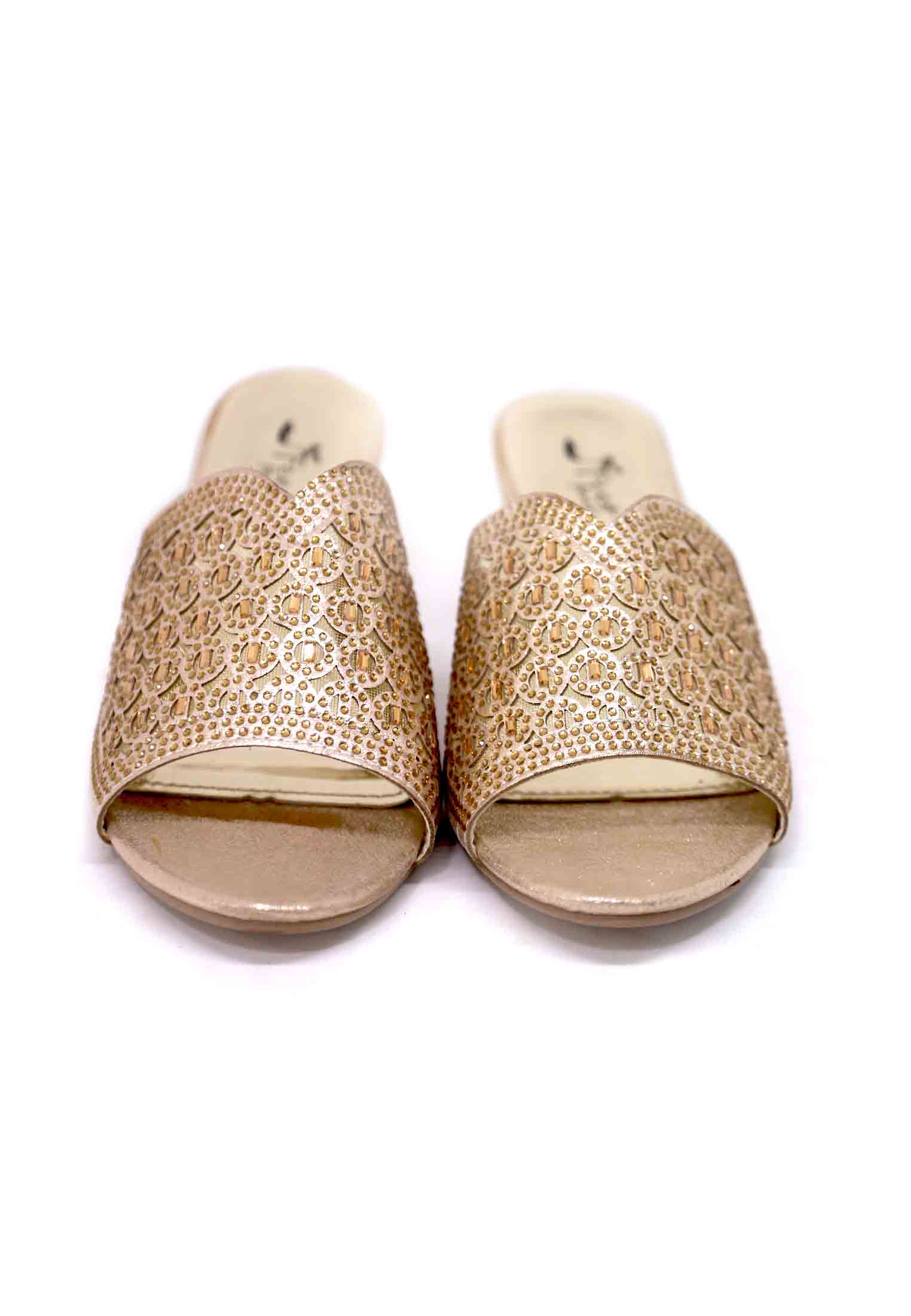 Golden net stone party box heel