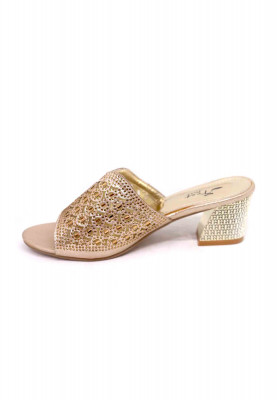 Golden net stone party box heel