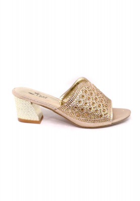 Golden net stone party box heel