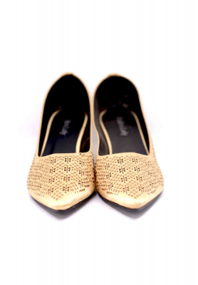 Golden-blue stone party pencil heel