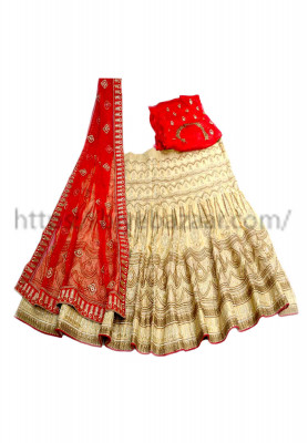 Golden pure katan wedding lehenga