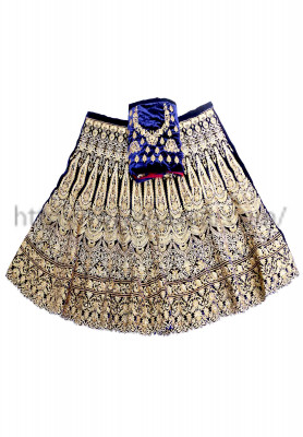 Navy blue velvet wedding lehenga