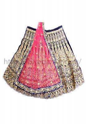 Navy blue velvet wedding lehenga