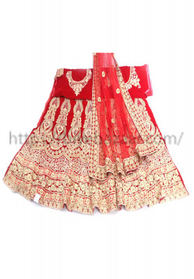 Velvet red wedding lehenga