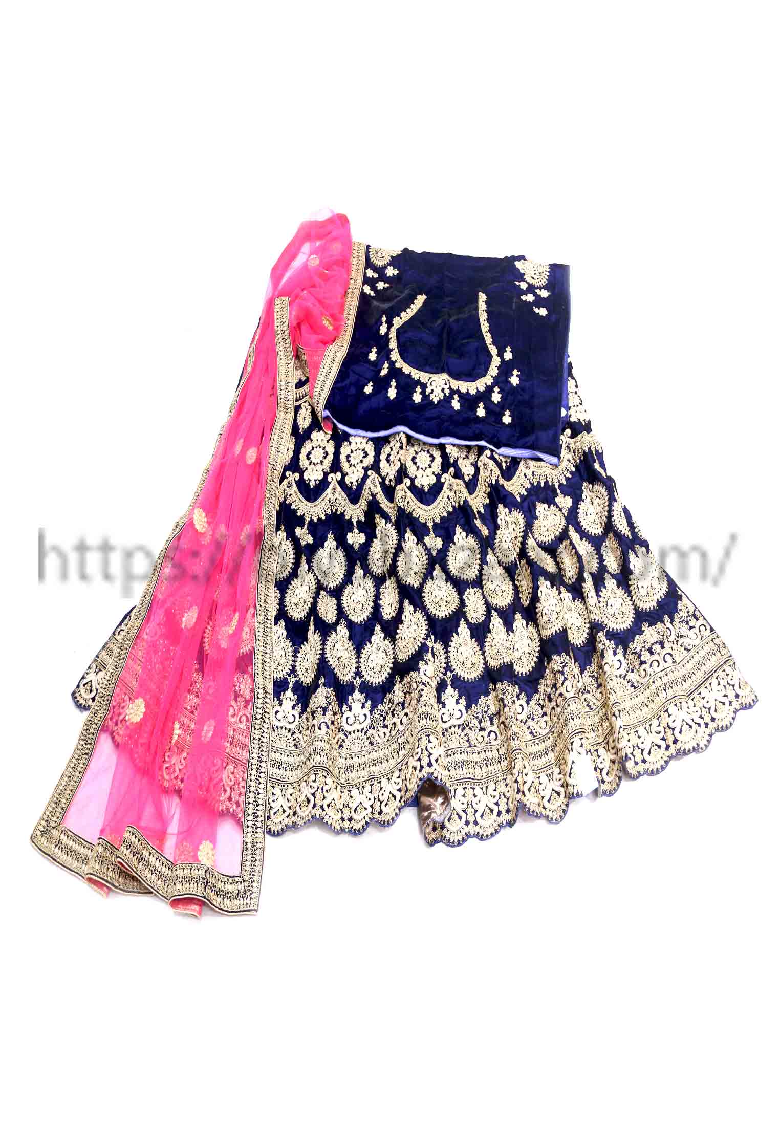 Navy blue jori thread stone lehenga