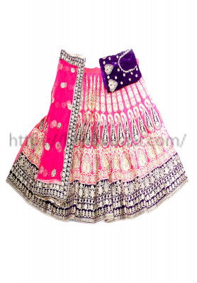 Purple pink misti jori thread stone lehenga