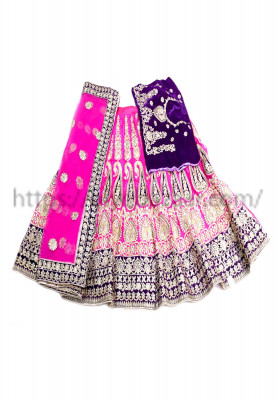 Magenta purple stone thread lehenga