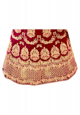 Purple-maroon-red-blue wedding lehenga