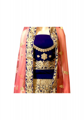 Velvet jori stone wedding lehenga