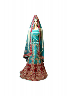 Magenta paste net stone wedding lehenga