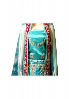 Magenta paste net stone wedding lehenga