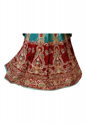 Magenta paste net stone wedding lehenga