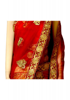 Golden net cotton stone lehenga
