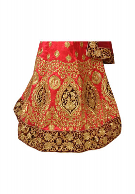 Magenta-red katan thread stone lehenga