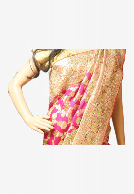 Magenta katan real stone benarashi saree