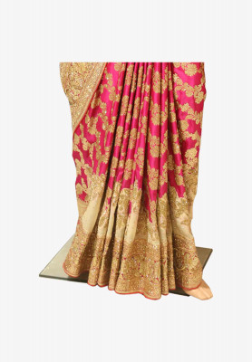 Magenta katan real stone benarashi saree