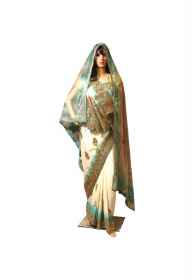 Italian crepe silk zardosi stone saree