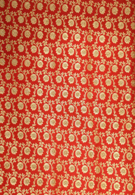 Red katan jori stone wedding saree