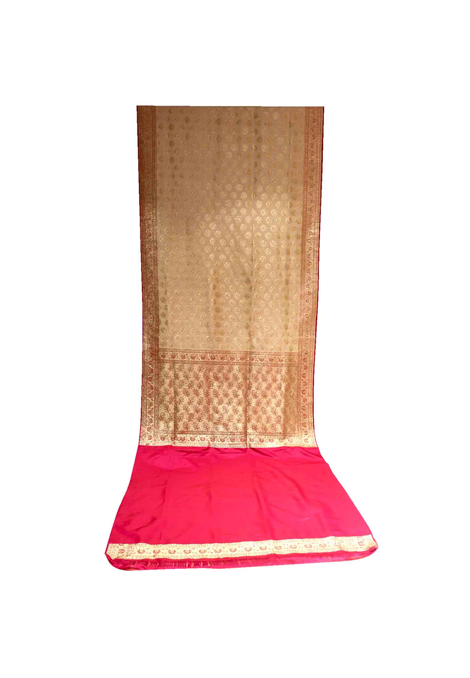 Golden katan jori stone benarashi saree