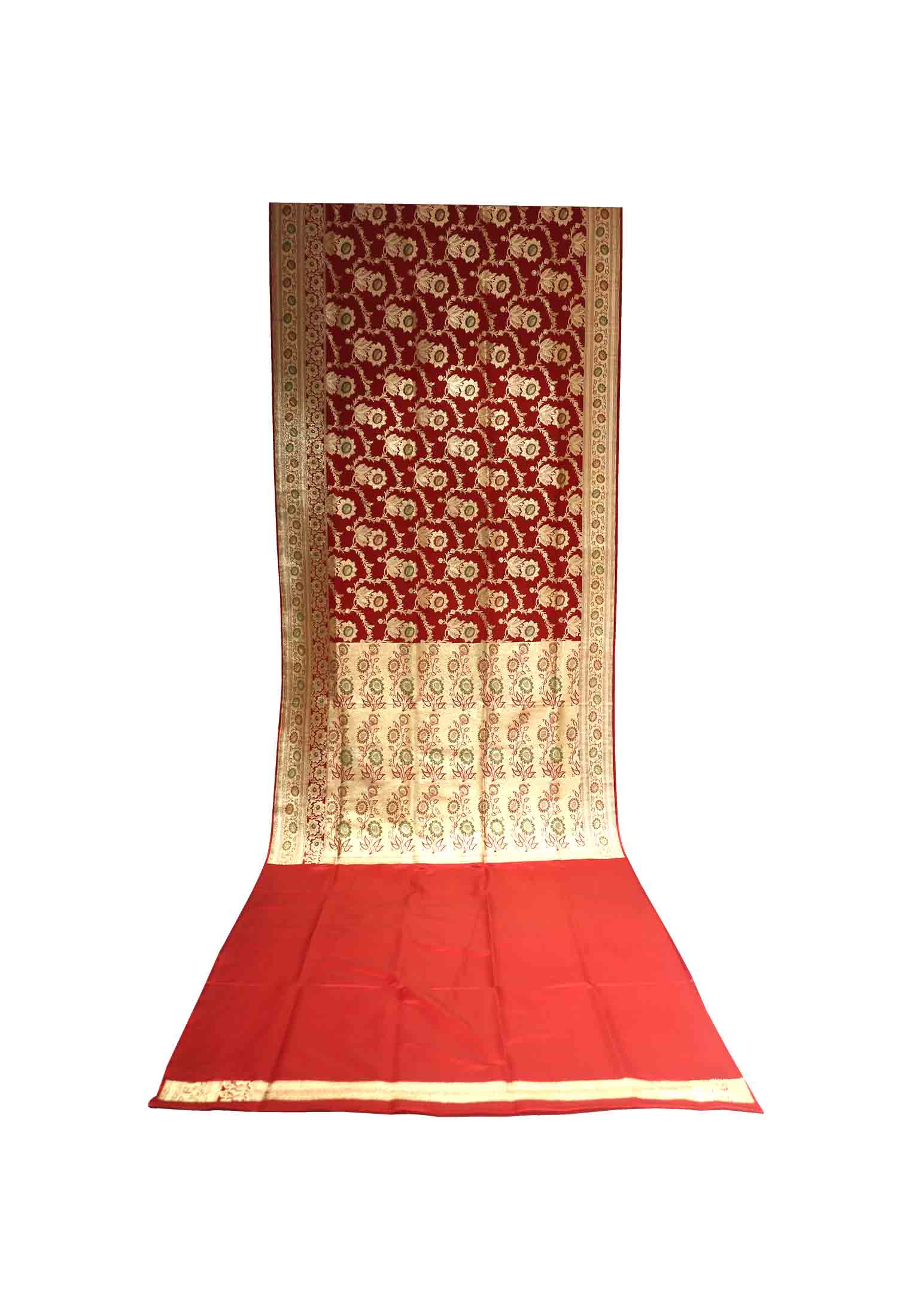 Maroon katan jori work benarashi saree