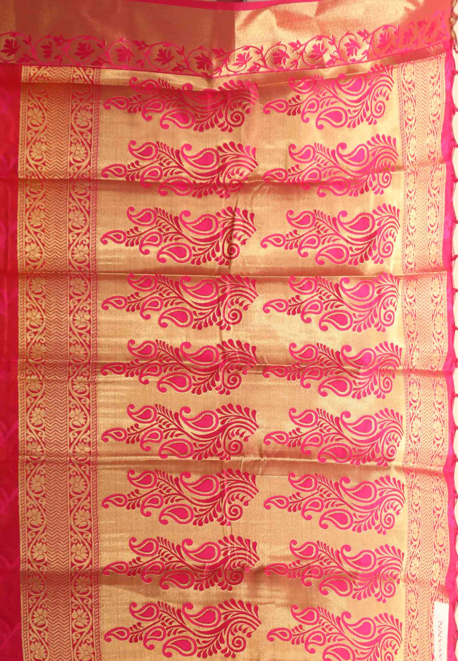 Magenta silk jori work benarashi saree
