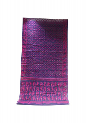 Blue magenta reshom jamdani saree