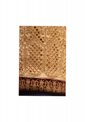 Katan velvet cut pearl work wedding lehenga
