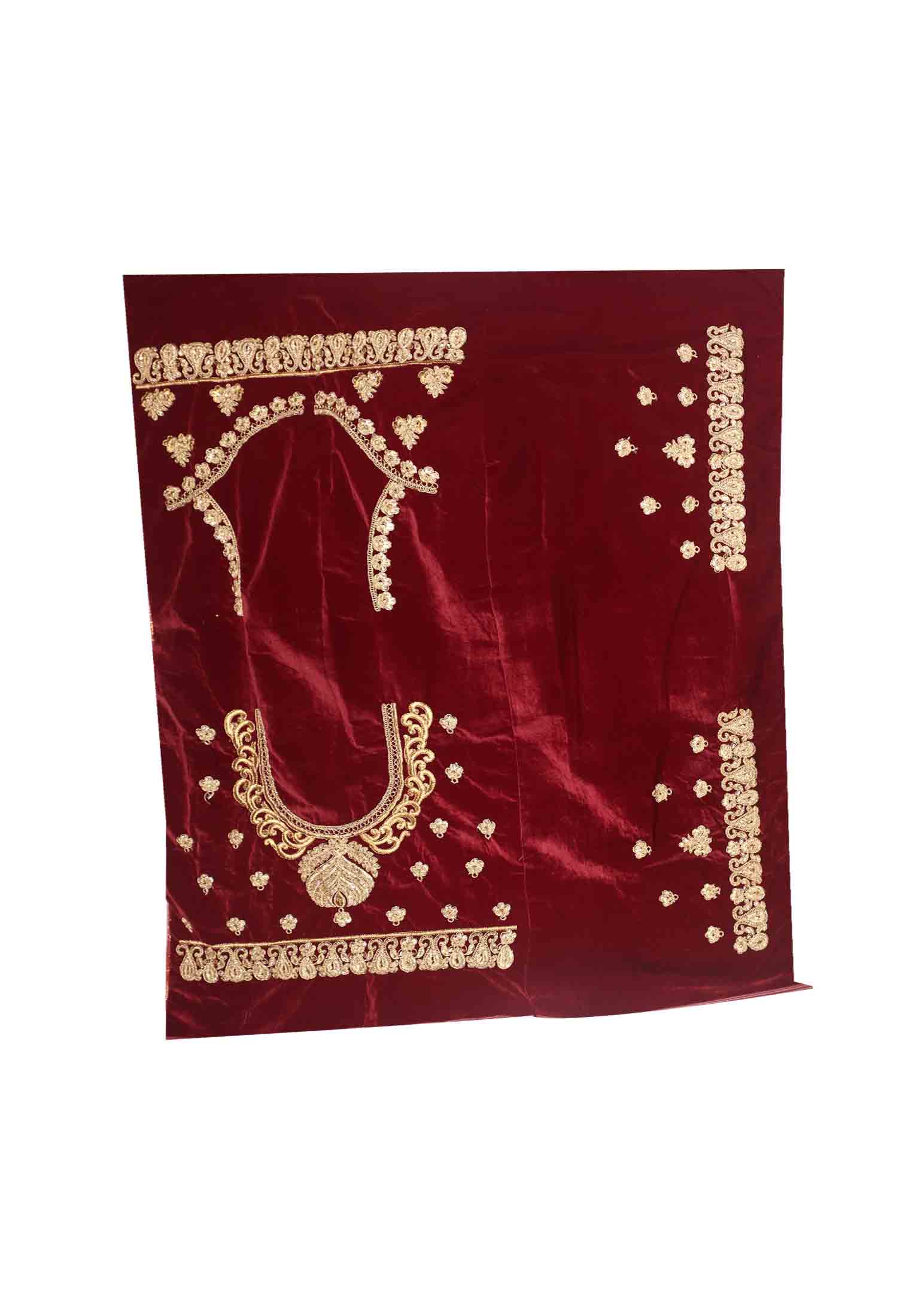 Katan velvet cut pearl work wedding lehenga