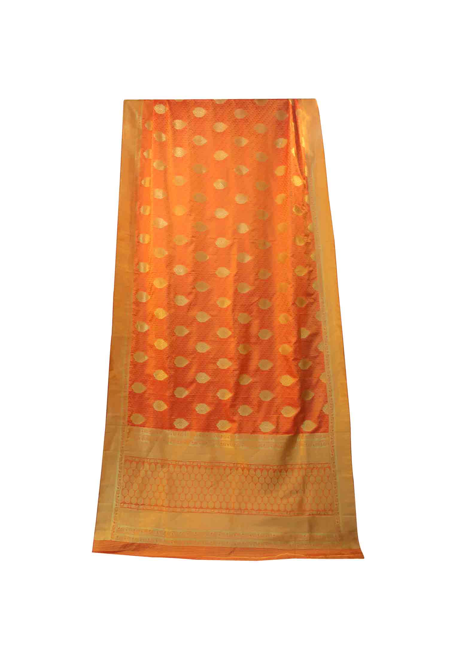 Orange katan jori work saree