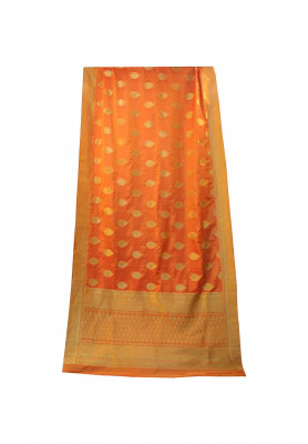 Orange katan jori work saree