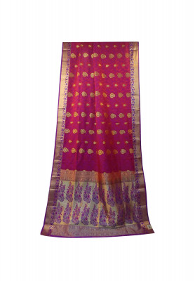 Purple katan jori work saree