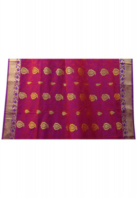 Purple katan jori work saree