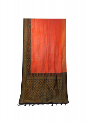Bright color jute katan saree
