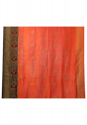 Bright color jute katan saree