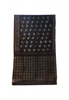 Black cotton jori thread work saree