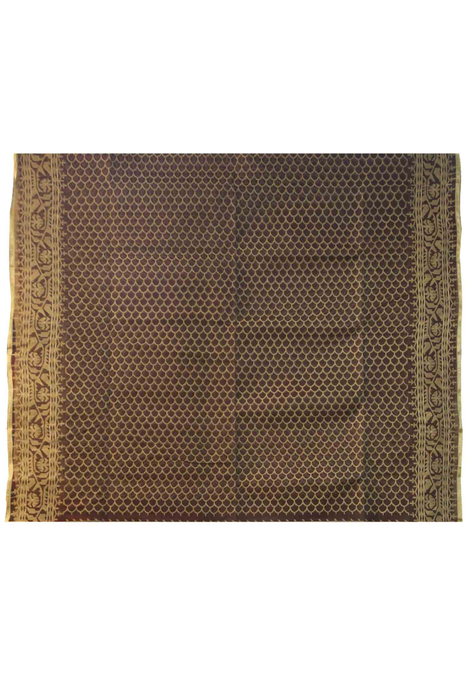 Coffee handmade thread work saree