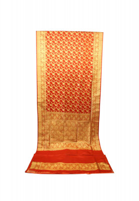 Red katan jori work benarasi saree