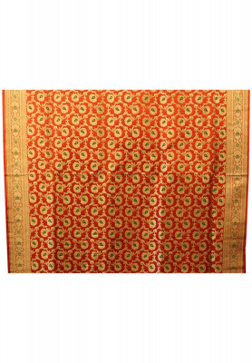 Red katan mina work wedding saree