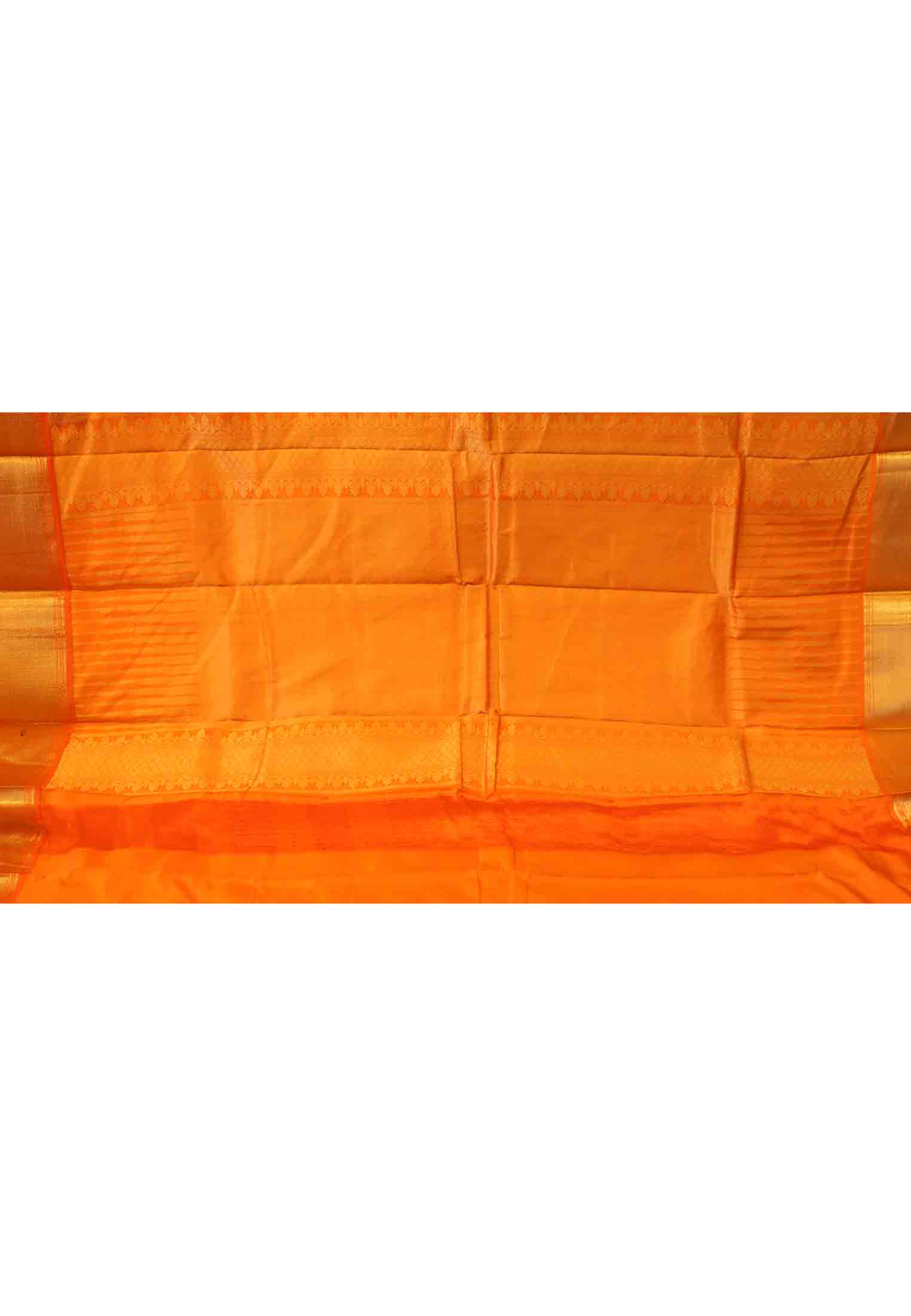 Katan black orange jori work party saree