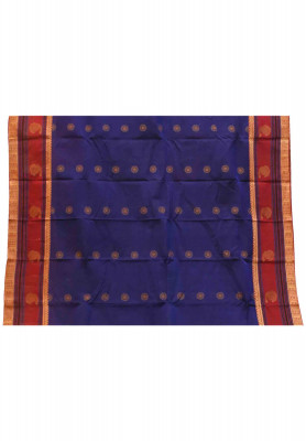 Maslais cotton navy blue saree